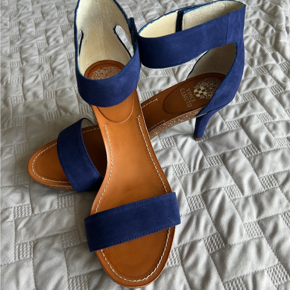Vince Camuto Navy Blue Kitten Heeled Sandals - Never Worn